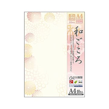 （まとめ） ササガワ 和柄用紙 和ごころ A4 華まどか 【×10セット】