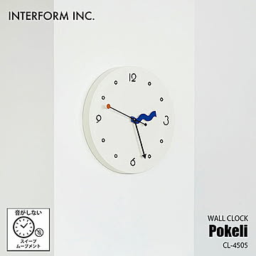 INTERFORM インターフォルム Pokeli ポケリ 掛時計 CL-4505 /  掛け時計 ウォールクロック 壁掛け時計 音がしない スイープムーブメント スイープセコンド