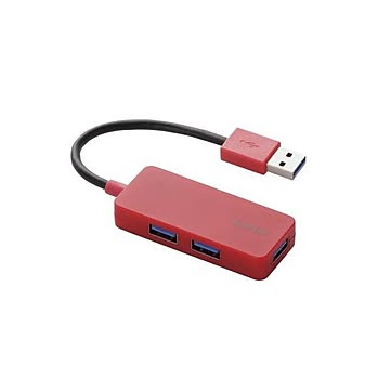 （まとめ） エレコム 3ポートUSB3.0ハブ（ケーブル固定タイプ） U3H-K315BRD 【×3セット】