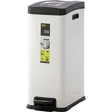 キューブステップビン ステンレススチール ダストボックス 30L 蓋音軽減 ホワイト 幅26.4cm 完成品
