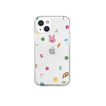 AKAN ソフトクリアケース for iPhone 13 ピンクウサギ AK20995i13