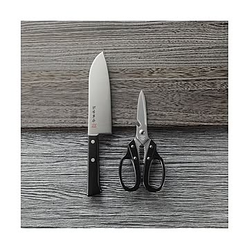 （まとめ）三徳包丁＆キッチン鋏【×2セット】