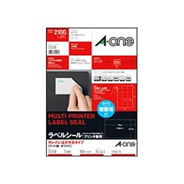 エーワン ラベルシール(プリンター兼用) キレイにはがせるタイプ マット紙・ホワイト A4判 21面 70×42.3mm 31258 1冊(100シート)