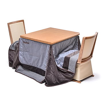 SEN ハイコタツ幅 90cm×奥行75cm ＆ 回転チェア 2脚 専用こたつふとんセット 計4点セット 【ナチュラル/グレー】