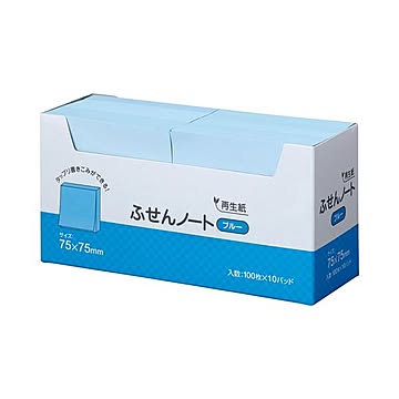 (まとめ) スガタ ふせん ノート 75×75mm ブルー P7575BL 1パック(10冊)  【×10セット】