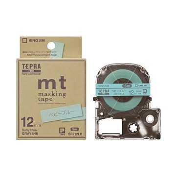 まとめ キングジム テプラ PROテープカートリッジ マスキングテープ mt ラベル 12mm ベビーブルー/グレー文字 SPJ12LB 1個 ×10セット