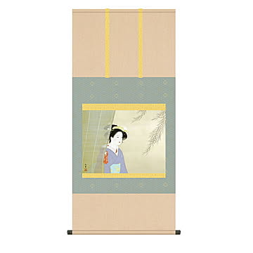 掛け軸 涼風 上村松園 54.5x115cm 三幸