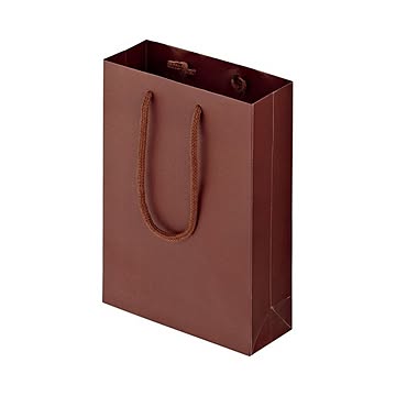 （まとめ） TANOSEE マットコート手提げ袋 SS ヨコ180×タテ250×マチ幅70mm ブラウン 1パック（10枚） 【×5セット】
