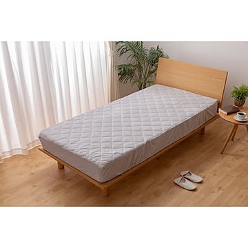 敷きパッド一体型 ボックスシーツ 【クイーン グレー】 幅160cm 洗える 綿100％ 抗菌防臭 mofua 夏でも冬でもふわさら
