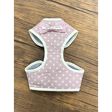 Pet Harness（ペットハーネス）リード付き M ピンク×ドット