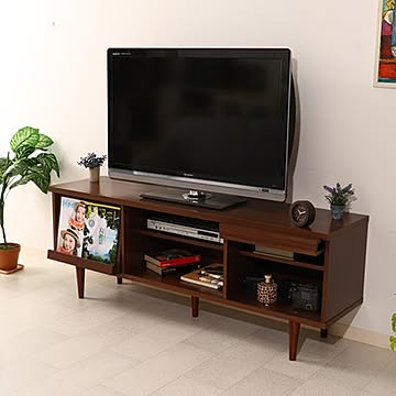 アルト テレビボード 幅150cm ダークブラウン 収納棚 扉収納 雑誌ディスプレイ 脚付き