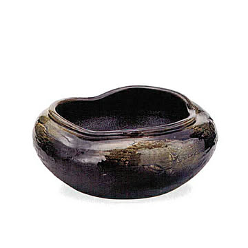 信楽焼 13号 黒ビードロ水鉢