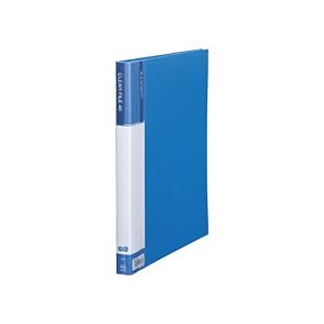 （まとめ） TANOSEE クリヤーファイル（台紙入） A4タテ 40ポケット 背幅23mm ブルー 1冊 【×5セット】