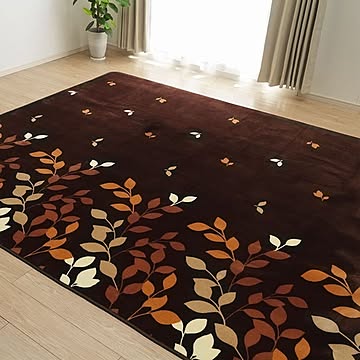 ホットカーペット対応 洗える長方形ラグ 撥水 コンパクトたためなめらか ブラウン 約235×390cm