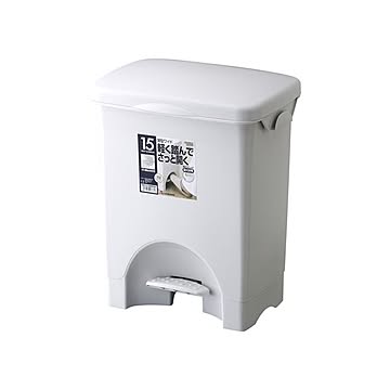 HOME＆HOME ペダル式ゴミ箱 15PS ワイド グレー フタ付き PP本体