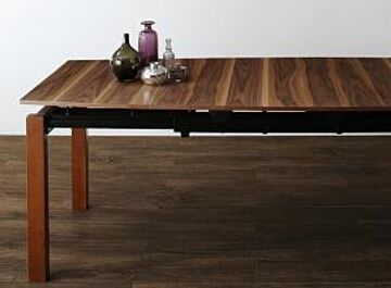 オーロラ ダイニングテーブル 天然木ウォールナット材 W140-240 ブラウン