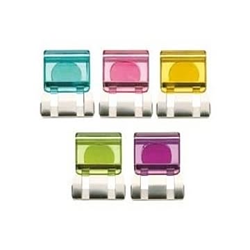 (まとめ) トーキンマグネット付スライドクリップ（クリア） L 5色ミックス SCC-LMG10M 1パック（10個：各色2個） 【×10セット】
