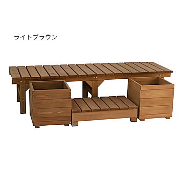 デッキ ステップ プランター セット 組立式 ユニット縁台ベンチ hiyori ひより DE-17455PLST 幅1740x奥行550x高さ400mm 住まいスタイル