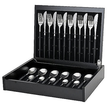 クチポール ミオ ブラック ディナー24点セット （ディナーナイフ・ディナーフォーク・ディナースプーン・コーヒー/ティースプーン） Cutipol MIO