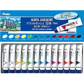 （まとめ）ぺんてるアクリルガッシュ12色11ml紙箱入【×3セット】