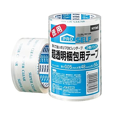 (まとめ) ニトムズ 超透明梱包用テープ SC-01 48mm×50m J6130 1パック（3巻）  【×30セット】