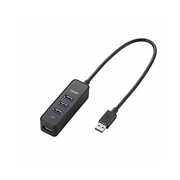 （まとめ）エレコム マグネット付き4ポートUSB3.0ハブ U3H-T405BBK【×2セット】