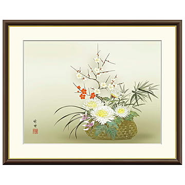 額絵 四君子 田村竹世 42x34cm 三幸