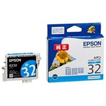 （まとめ買い）エプソン EPSON IJインクカートリッジ ICC32 シアン ×4セット