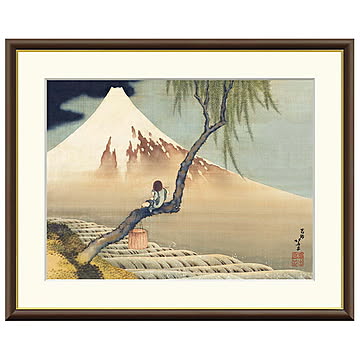 額絵 富士と笛吹童図 葛飾北斎 52x42cm 三幸