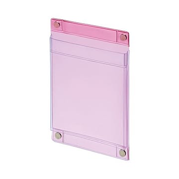 （まとめ） ライオン事務器 マグネットポケットソフトタイプ ハガキ W125×D11×H188mm 透明ピンク MP-C6 1個 ×5セット