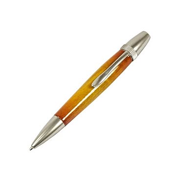日本製 Air Brush Wood Pen キャンディカラー ボールペン(ギター塗装)【パーカータイプ/芯：0.7mm】Yellow/カーリーメイプル