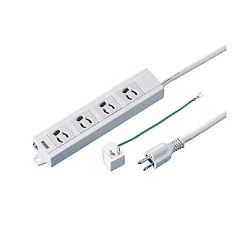 (まとめ) TANOSEE OAタップ 抜け止め 通電ランプ・マグネット付 3P・4個口 5.0m 1個  【×5セット】