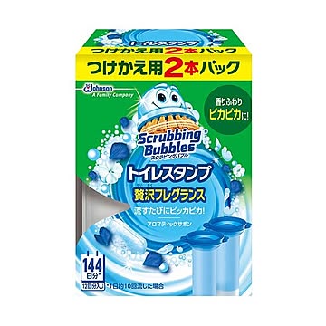 （まとめ）ジョンソン スクラビングバブルトイレスタンプクリーナー 贅沢フレグランス アロマティックサボン つけかえ用 1パック（2本）【×10セット】