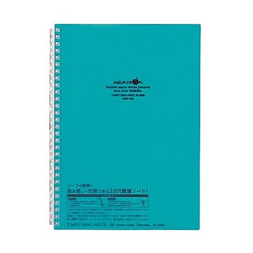 （まとめ） リヒトラブ AQUA DROPsツイストノート セミB5 B罫 青緑 30枚 N-1608-28 1冊 ×30セット