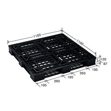 【10枚セット】JL-D4・1111E(4) ブラックパレット 樹脂パレット【代引不可】
