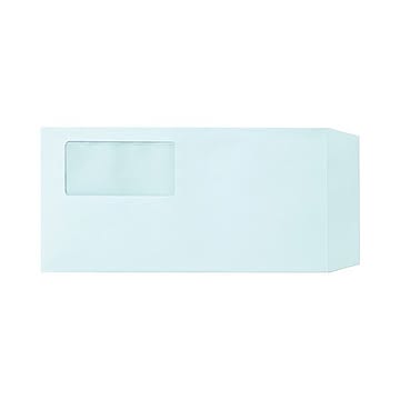 (まとめ）TANOSEE 窓付封筒 ワンタッチテープ付 長3 80g/m2 ブルー 業務用パック 1箱(1000枚)【×3セット】