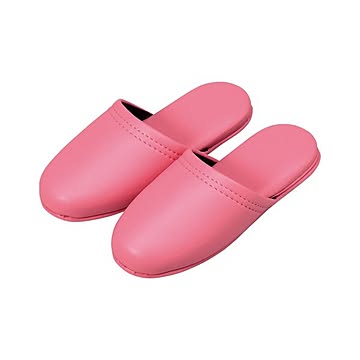 （まとめ） オーミケンシ レザー調スリッパ（子供用） 10800041 ピンク 1足入 【×5セット】