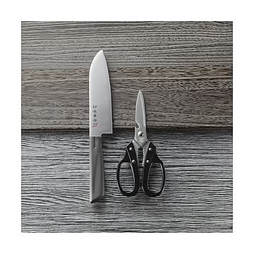 （まとめ）三徳包丁＆キッチン鋏【×2セット】