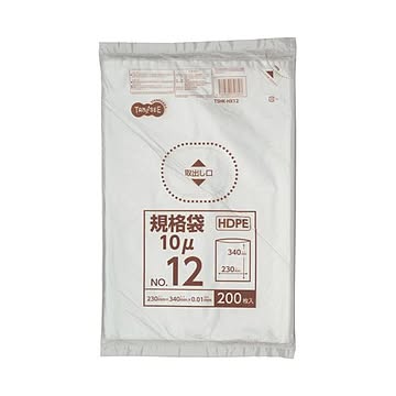 （まとめ）TANOSEE HDPE規格袋 紐なし12号 ヨコ230×タテ340×厚み0.01mm 1パック（200枚）【×20セット】