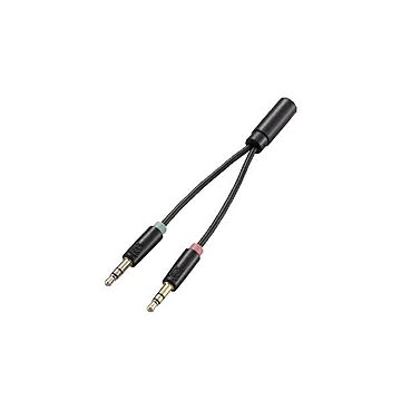 （まとめ）エレコム マイク付きイヤホン用φ3.5mm変換ケーブル AV-35AD01BK×5セット