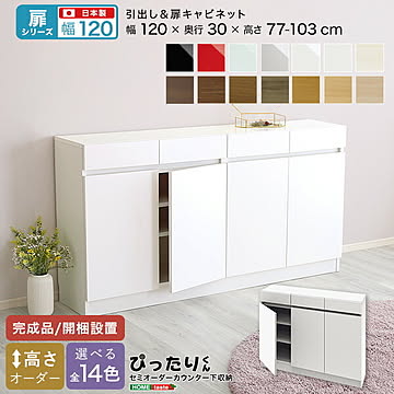 【扉シリーズ】セミオーダー収納ぴったりくん キャビネット 幅120cm×奥行30cm 引き出し 引き出し付き 扉 扉キャビネット キャビネット 日本製 完成品 開梱設置 ぴったり 収納 