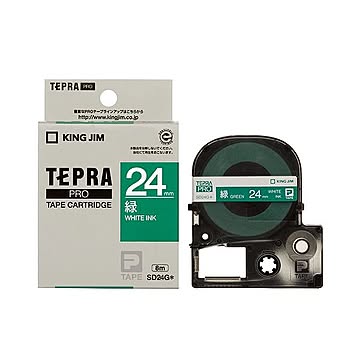 （まとめ） キングジム テプラ PRO テープカートリッジ ビビッド 24mm 緑／白文字 SD24G 1個 【×4セット】