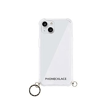 PHONECKLACE ストラップ用リング付きクリアケース for iPhone 13 mini ゴールドチャーム PN21587i13MNGD