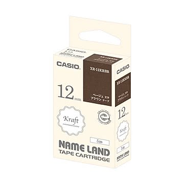 まとめカシオ NAME LANDクラフトテープ 12mm ブラウン/ベージュ文字 XR-12KRBR 1個×10セット