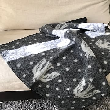 KLIPPAN クリッパン ウールブランケット　  birds in the snow　ダークグレー　ミナ ペルホネン  正規取扱店