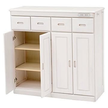 キッチンカウンター/キッチン収納 【高さ91cm】 木製 キャスター 2口コンセント付き 完成品【代引不可】
