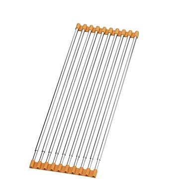 折りたたみ 水切りラック/キッチン用品 WIDE オレンジ 約500〜900×185×11mm 日本製 ステンレス製 〔台所〕