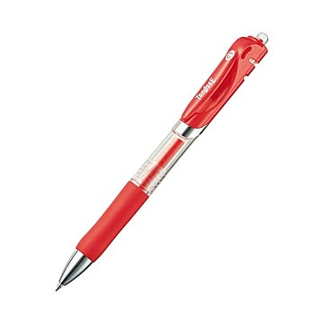 （まとめ）TANOSEE ノック式ゲルインクボールペン 0.5mm 赤 1セット（10本）【×10セット】
