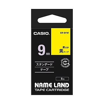 （まとめ） カシオ CASIO ネームランド NAME LAND スタンダードテープ 9mm×8m 黄／黒文字 XR-9YW 1個 【×5セット】