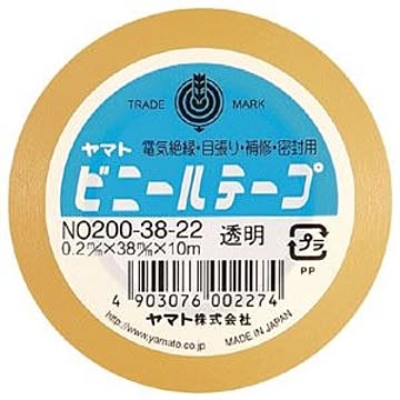 （まとめ） ヤマト ビニールテープ 幅38mm×長10m NO200-38-22 透明 1巻入 【×10セット】
